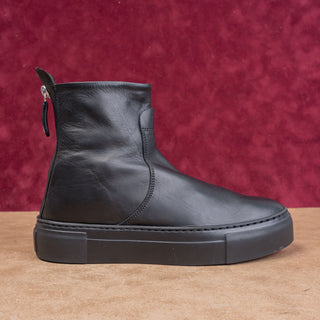 AGL Women Back Zip Black Leather High Top Ankle Boots size 8.5US EUR 38.5