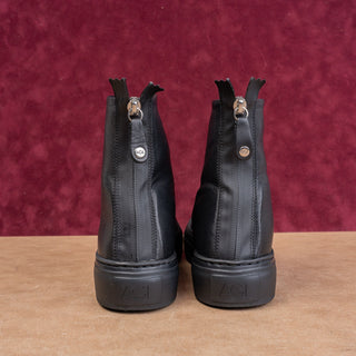 AGL Women Back Zip Black Leather High Top Ankle Boots size 8.5US EUR 38.5