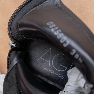 AGL Women Back Zip Black Leather High Top Ankle Boots size 8.5US EUR 38.5