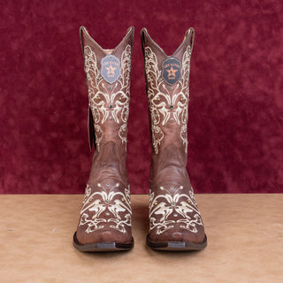 Los Altos Wmn Rhinestones Dark Brown Leather Snip Boho Western Cowboy Boots 10.5