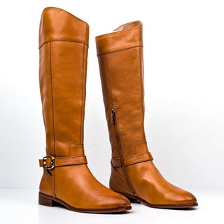 Vince Camuto Women Ovar Mustard Leather Buckle Riding Boots size 8