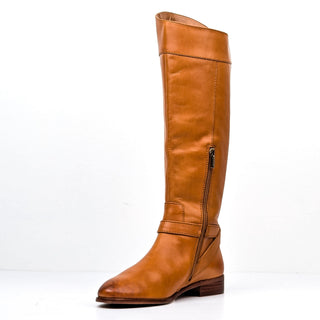 Vince Camuto Women Ovar Mustard Leather Buckle Riding Boots size 8