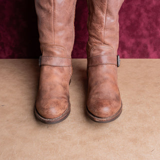 Bussola Wmn Rust Brown Leather Riding Boho Cottage Fashion Zip Boots 9.5US EUR40
