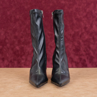 Azalea Wang Women Iceman Black Vegan Leather Pointy Toe Fashion Party Boots sz 7