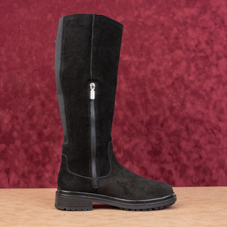 Blondo Women Reagan Waterproof Black Suede Stretch Moto Knee Boots sz 9