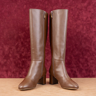 Stuart Weitzman Women Celina 60 Brown Leather Dress Office Zip Heel Boots sz 7