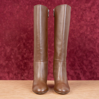 Stuart Weitzman Women Celina 60 Brown Leather Dress Office Zip Heel Boots sz 7
