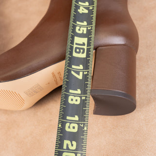 Stuart Weitzman Women Celina 60 Brown Leather Dress Office Zip Heel Boots sz 7