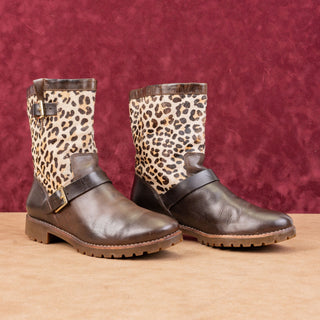 Sperry Women Vintage Retro90s Stark Cheetah Brown Leather Ankle Boots Size 6.5