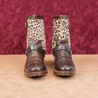 Sperry Women Vintage Retro90s Stark Cheetah Brown Leather Ankle Boots Size 6.5