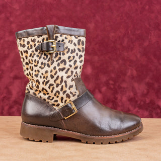 Sperry Women Vintage Retro90s Stark Cheetah Brown Leather Ankle Boots Size 6.5