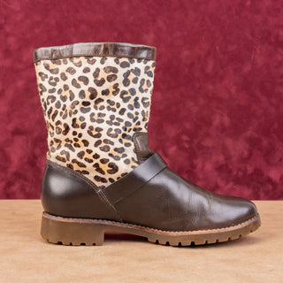Sperry Women Vintage Retro90s Stark Cheetah Brown Leather Ankle Boots Size 6.5
