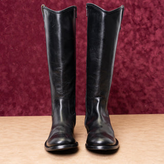 Frye Women Melissa Button 2 Black Leather Zip Equestrian Riding Boots Size 7
