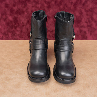 Steve Madden Women Festival Party Fashion Brown Burnished Leather Moto Boots 6.5