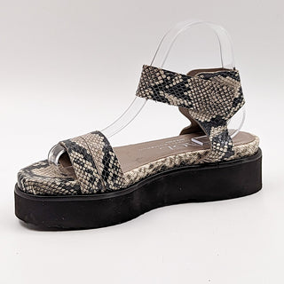 AGL Women Snake Embossed Leather Platform Strappy Sandals 7US 37EUR