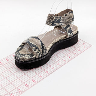 AGL Women Snake Embossed Leather Platform Strappy Sandals 7US 37EUR
