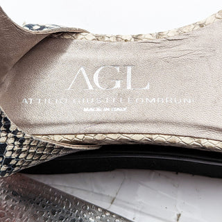 AGL Women Snake Embossed Leather Platform Strappy Sandals 7US 37EUR