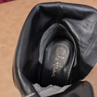 Cole Haan Women Modern Western Vintage Y2K Black Leather Zip harness Boots 9.5