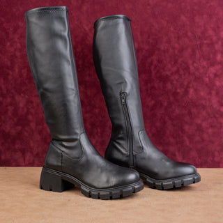 Steve Madden Women Party Festival Black Leather Comfortable Platform Boots sz 9