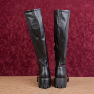 Steve Madden Women Party Festival Black Leather Comfortable Platform Boots sz 9