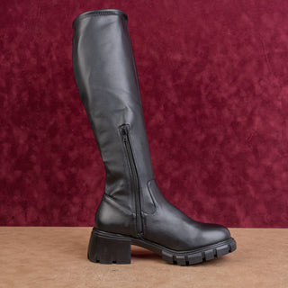 Steve Madden Women Party Festival Black Leather Comfortable Platform Boots sz 9