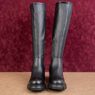 Steve Madden Women Party Festival Black Leather Comfortable Platform Boots sz 9