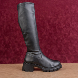 Steve Madden Women Party Festival Black Leather Comfortable Platform Boots sz 9