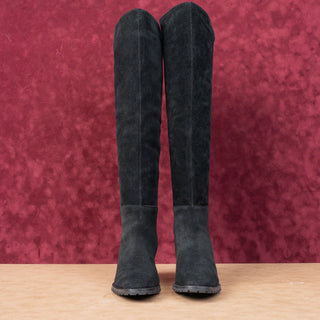 Blondo Women Starla Waterproof Black Suede Fashion Stretch OTK Boots sz 6