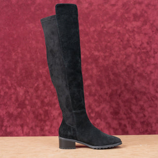 Blondo Women Starla Waterproof Black Suede Fashion Stretch OTK Boots sz 6