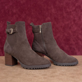 Blondo Women Waterproof Brown Suede Heel Zip Elastic Ankle Boots sz 9