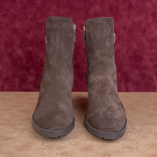 Blondo Women Waterproof Brown Suede Heel Zip Elastic Ankle Boots sz 9