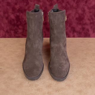 Blondo Women Waterproof Brown Suede Heel Zip Elastic Ankle Boots sz 9