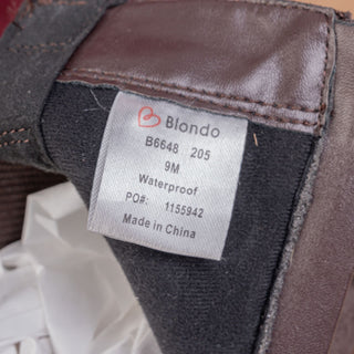 Blondo Women Waterproof Brown Suede Heel Zip Elastic Ankle Boots sz 9