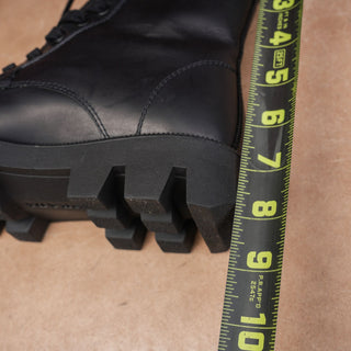 Prada Women Black Leather Lace-up Festival Party Chunky Combat Boots 6US EUR36