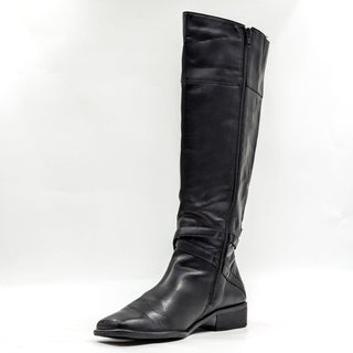 Coup D Etat Women Black Leather Retro Vintage 90s Square Toe Knee Boots sz 8.5