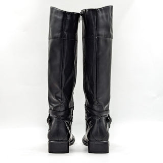 Coup D Etat Women Black Leather Retro Vintage 90s Square Toe Knee Boots sz 8.5