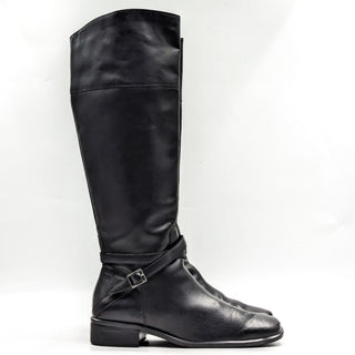 Coup D Etat Women Black Leather Retro Vintage 90s Square Toe Knee Boots sz 8.5