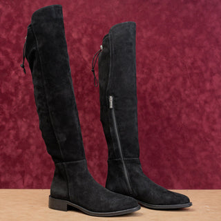 Aquatalia Women Norina Comfort Black Suede Zip Cozy Drawcord Fashion Boots 6.5