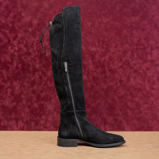 Aquatalia Women Norina Comfort Black Suede Zip Cozy Drawcord Fashion Boots 6.5