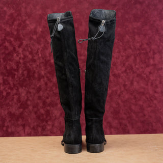 Aquatalia Women Norina Comfort Black Suede Zip Cozy Drawcord Fashion Boots 6.5