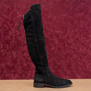Aquatalia Women Norina Comfort Black Suede Zip Cozy Drawcord Fashion Boots 6.5