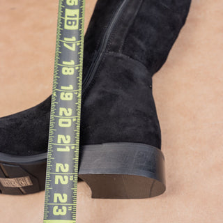 Aquatalia Women Norina Comfort Black Suede Zip Cozy Drawcord Fashion Boots 6.5