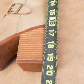 Korks Wmn Karelyn Distress Cream Wide Calf Faux Leather Block Knee Boots 11