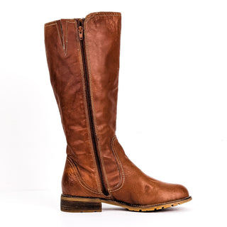Sofft Women Brown Leather Zip Riding Buttons Round Tall Boots sz 9.5