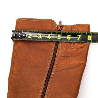 Sofft Women Brown Leather Zip Riding Buttons Round Tall Boots sz 9.5