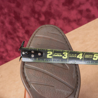 Born Women Alize Brown Leather Zip Wide Calf Strap Block Heel Knee Boots sz 10