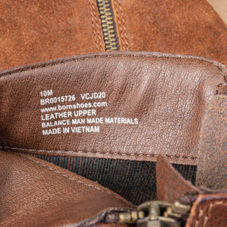 Born Women Alize Brown Leather Zip Wide Calf Strap Block Heel Knee Boots sz 10