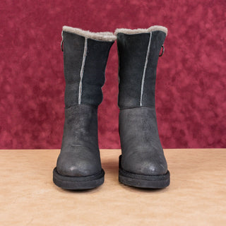 Ash Wmn Yorki Fashion Black Suede Wedge Ankle Sheepskin Lined Boots 5.5US EUR36