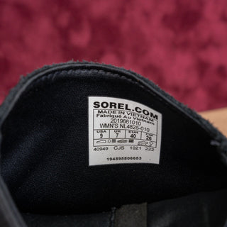 Sorel Women Kinetic Break Black Suede Zip Ankle Sneaker Boots sz 9