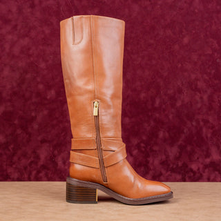 Vince Camuto Women Gin Brown Leather Fashion Heel Fashion Knee Boots sz 5.5